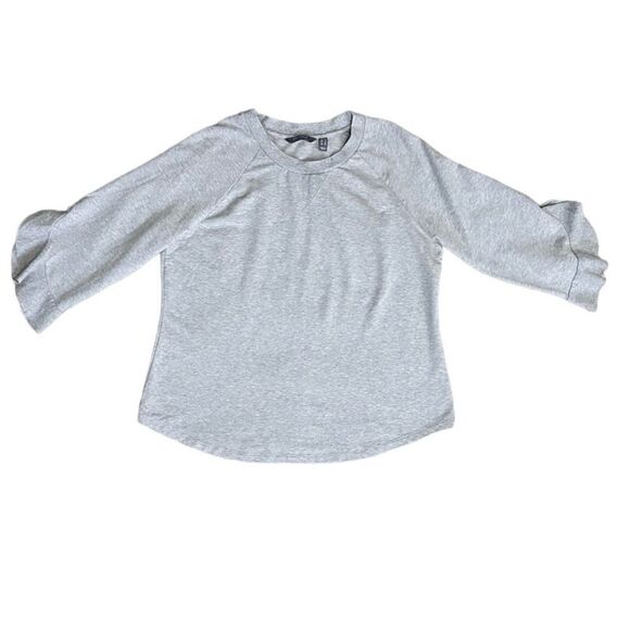Lisa Rinna Collection Gray 3/4 Flutter Sleeve Crewneck Sweatshirt Size XL - Picture 7 of 12